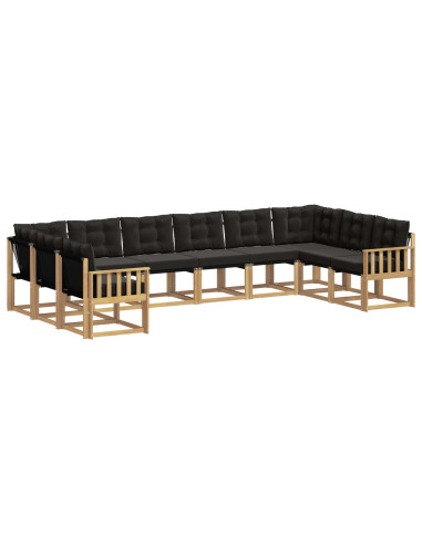 Set di divani da esterno con cuscino 10 pcs Bianco e Nero
