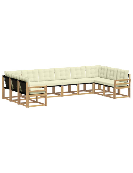 Set di divani da esterno con cuscino 10 pcs Bianco e Crema
