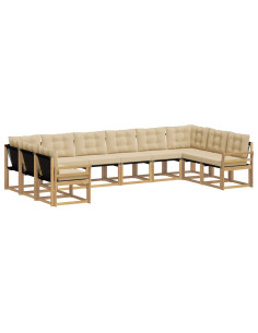 Set di divani da esterno con cuscino 10 pcs Bianco e Beige 2