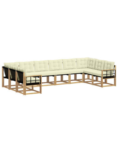 Set di divani da esterno con cuscino 10 pcs Bianco e Crema