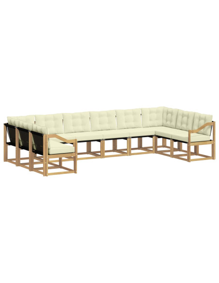 Set di divani da esterno con cuscino 10 pcs Bianco e Crema