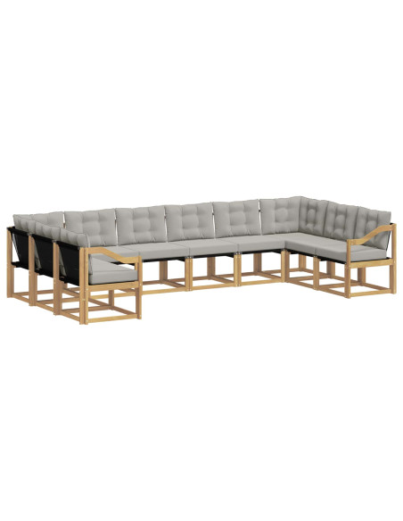 Set di divani da esterno 10 pcs Bianco e Grigio Chiaro