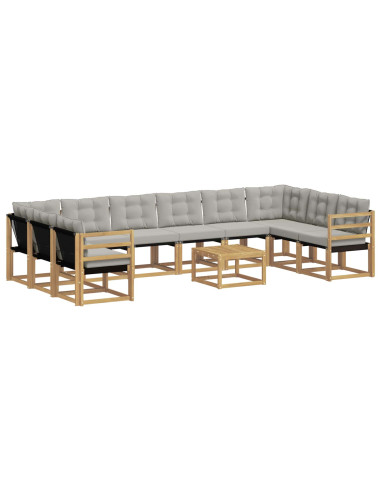 Set di divani da esterno 11 pcs Bianco e Grigio Chiaro