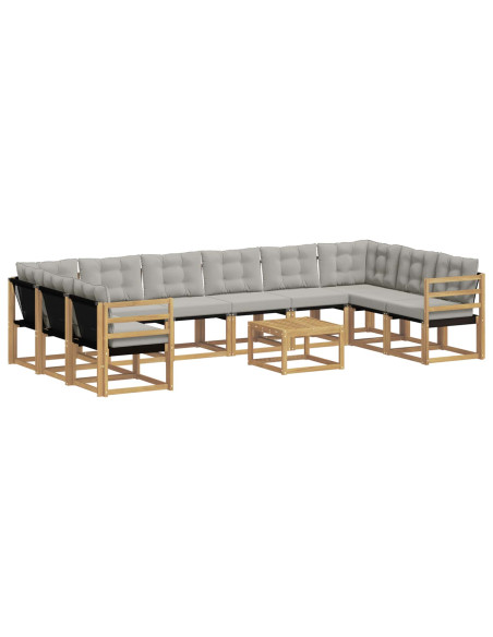 Set di divani da esterno 11 pcs Bianco e Grigio Chiaro