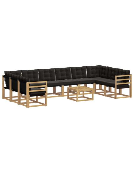 Set di divani da esterno con cuscino 11 pcs Bianco e Nero