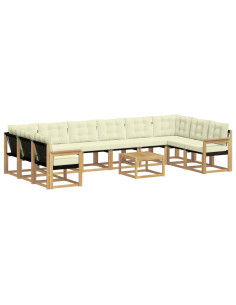 Set di divani da esterno con cuscino 11 pcs Bianco e Crema 2