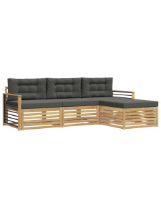 Set di divani da esterno 4 pcs Bianco e Antracite Poliestere 2