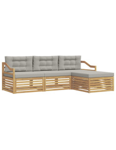 Set di divani da esterno 4 pcs Bianco e Grigio Chiaro 2