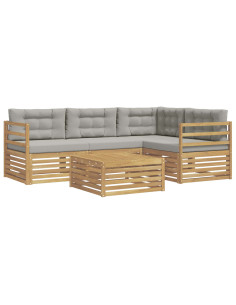 Set di divani da esterno 5 pcs Bianco e Grigio Chiaro 2