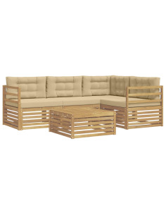 Set di divani da esterno 5 pcs Bianco e Beige Poliestere 2