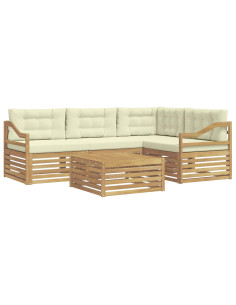 Set di divani da esterno 5 pcs Bianco e Crema Poliestere 2