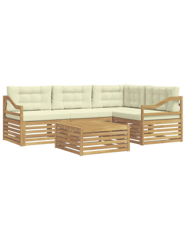 Set di divani da esterno 5 pcs Bianco e Crema Poliestere