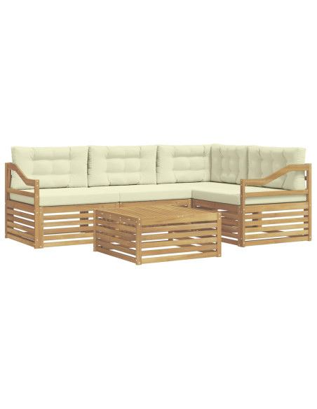 Set di divani da esterno 5 pcs Bianco e Crema Poliestere