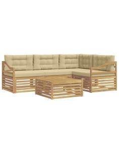 Set di divani da esterno 5 pcs Bianco e Beige Poliestere 2