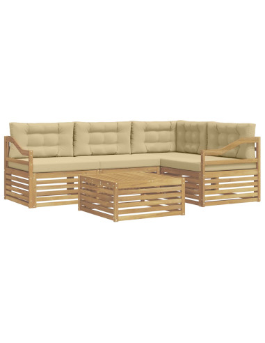 Set di divani da esterno 5 pcs Bianco e Beige Poliestere