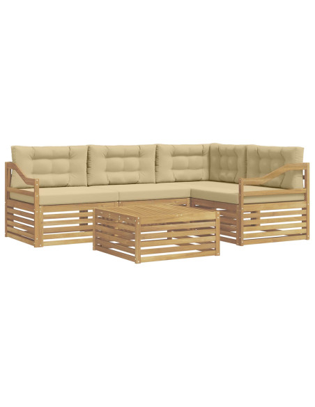 Set di divani da esterno 5 pcs Bianco e Beige Poliestere