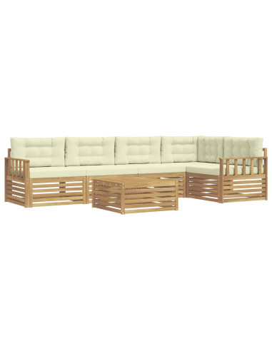 Set di divani da esterno 6 pcs Bianco e Crema Poliestere