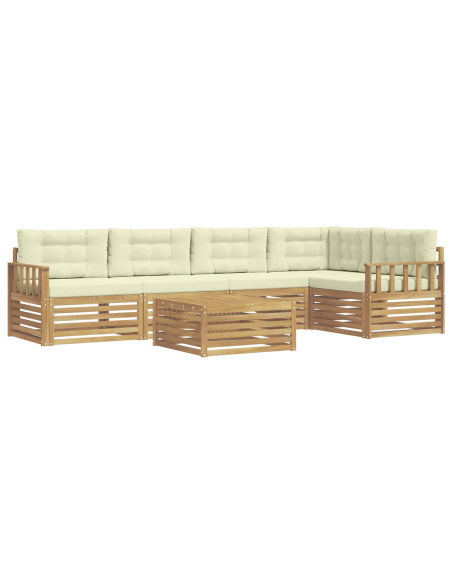 Set di divani da esterno 6 pcs Bianco e Crema Poliestere