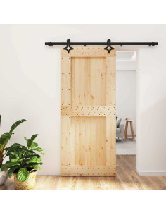 Porta scorrevole Naturale e Nero 90 x 210 cm
