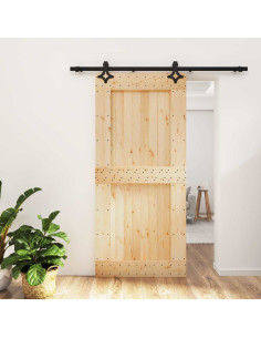 Porta scorrevole Naturale e Nero 95 x 210 cm