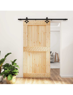 Porta scorrevole Naturale e Nero 100 x 210 cm