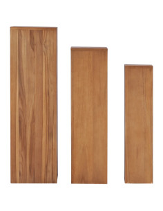 Set di Piedistalli per Piante 3 pz in Legno Massello di Teak