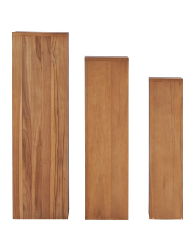Set di Piedistalli per Piante 3 pz in Legno Massello di Teak