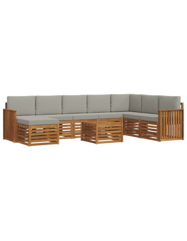 Set divani con cuscino 9 pcs Grigio Naturale e Chiaro