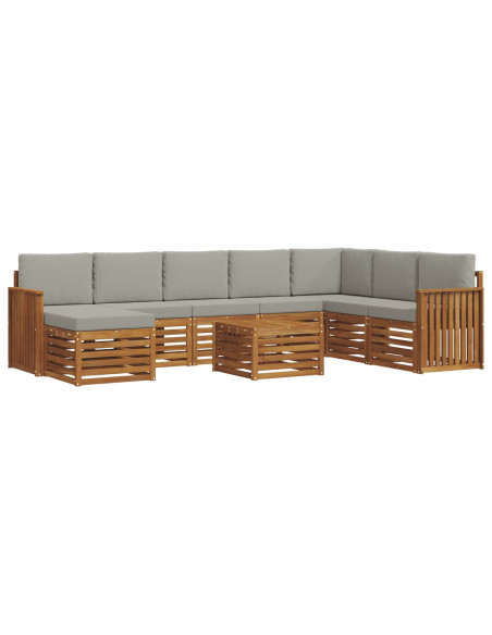 Set divani con cuscino 9 pcs Grigio Naturale e Chiaro