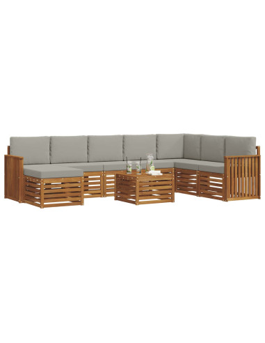 Set divani con cuscino 9 pcs Grigio Naturale e Chiaro