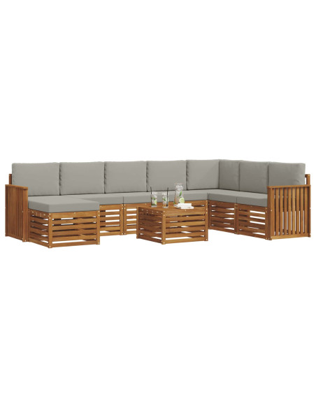 Set divani con cuscino 9 pcs Grigio Naturale e Chiaro