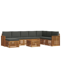Set divani 9 pcs Naturale e Antracite Legno di Acacia Massello 2