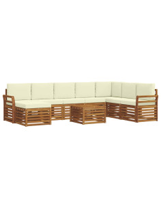 Set divani 9 pcs Naturale e Crema Legno di Acacia Massello 2