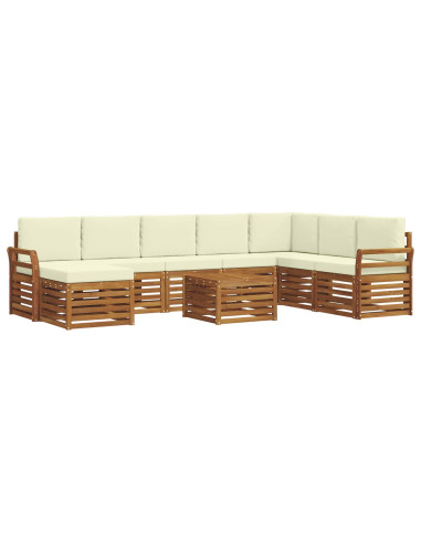 Set divani 9 pcs Naturale e Crema Legno di Acacia Massello