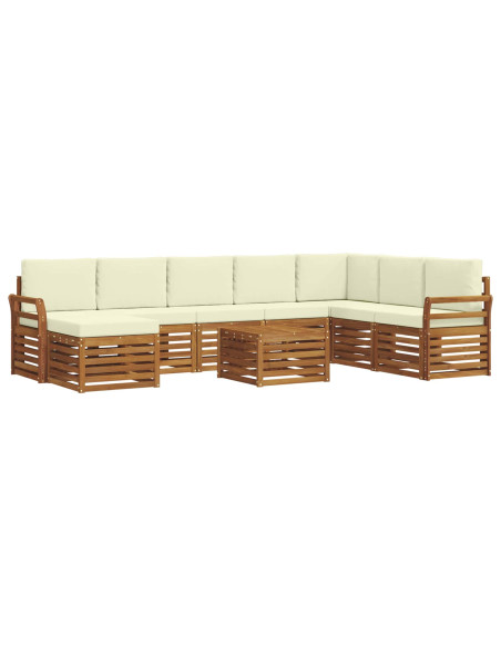 Set divani 9 pcs Naturale e Crema Legno di Acacia Massello