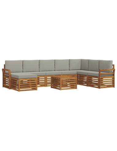 Set divani con cuscino 9 pcs Grigio Naturale e Chiaro