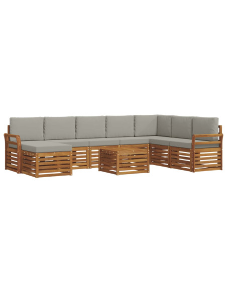 Set divani con cuscino 9 pcs Grigio Naturale e Chiaro