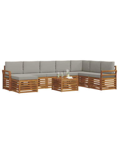 Set divani con cuscino 9 pcs Grigio Naturale e Chiaro