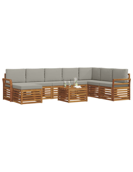 Set divani con cuscino 9 pcs Grigio Naturale e Chiaro