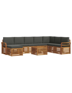 Set divani 9 pcs Naturale e Antracite Legno di Acacia Massello 2