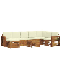 Set divani 9 pcs Naturale e Crema Legno di Acacia Massello 2