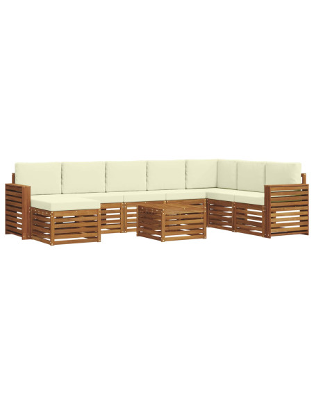 Set divani 9 pcs Naturale e Crema Legno di Acacia Massello