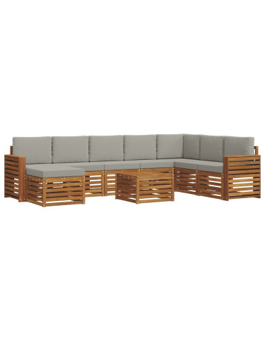 Set divani con cuscino 9 pcs Grigio Naturale e Chiaro