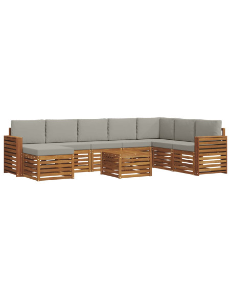 Set divani con cuscino 9 pcs Grigio Naturale e Chiaro