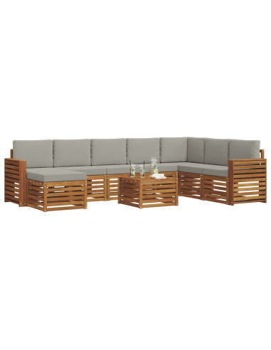 Set divani con cuscino 9 pcs Grigio Naturale e Chiaro