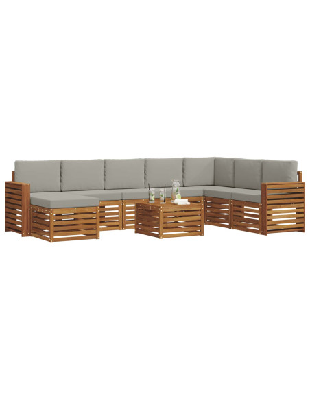 Set divani con cuscino 9 pcs Grigio Naturale e Chiaro