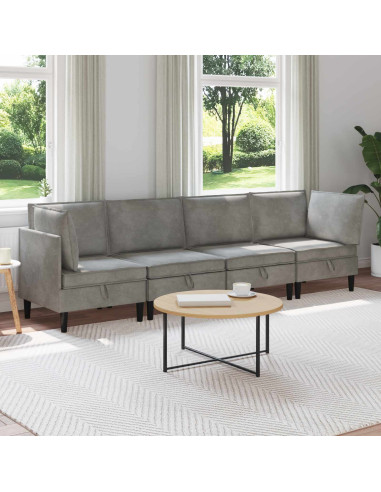 Set di mobili per il soggiorno 4 pcs Grigio Chiaro Velluto