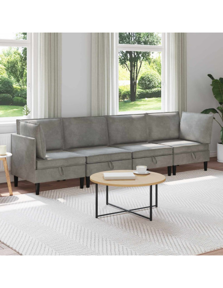 Set di mobili per il soggiorno 4 pcs Grigio Chiaro Velluto