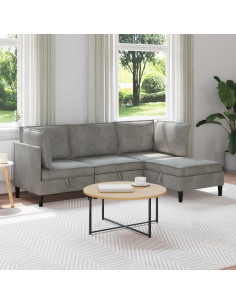 Set di mobili per il soggiorno 4 pcs Grigio Chiaro Velluto