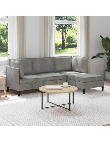 Set di mobili per il soggiorno 4 pcs Grigio Chiaro Velluto